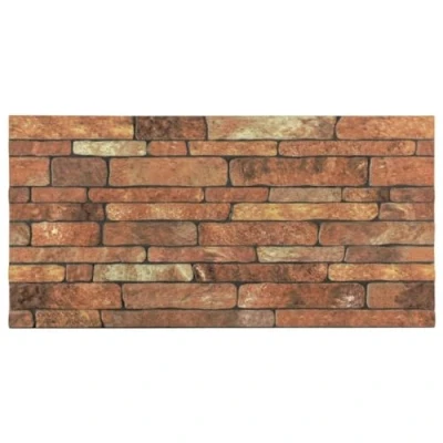 Image of vidaXL 3D Wall Panels in Rustic Brown Brick Design Made from EPS Set of 10, Easy to Install, Waterproof, Stain Resistant Thermal Insulation Perfect for any Room Decor.