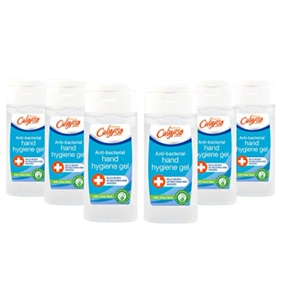 Image of Calypso Anti Bacterial Hand Sanitiser Gel MULTIPCK 6 x 50ml 70% Alcohol Kills 99.99% Bacteria &amp; Viruses, Made in Engalnd Pocket Size Sanitizer