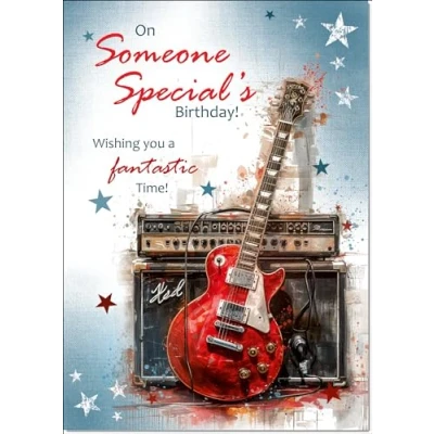 Image of doodlecards Someone Special Male Birthday Card Guitar Medium Size with Plain Envelope