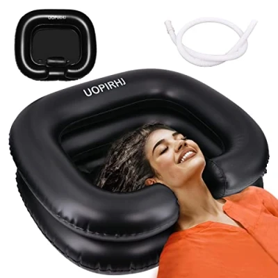 Image of UOPIRHJ Portable Inflatable Hair Washing Basin for Bedridden Wash in Bed with Shampoo Bowl.Hair Elderly,Disabled,Injured,Ideal Sink Locs Detox