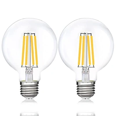 Image of EXTRASTAR 8W G80 Vintage Edison E27 LED Light Bulb, 64W Equivalent, 720LM, 6500K Cool White Daylight Energy Saving Decorative Bulbs, Retro Antique Filament Lamp, Non Dimmable, Pack of 2