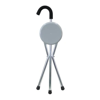 Image of Aidapt Lightweight Folding Walking Stick with Seat Comfortable, Portable Mobility Aid Durable Aluminum, Foam Handle, Non Slip Feet 100kg Max Weight