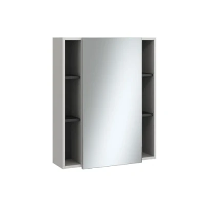 Image of Vicco Bathroom mirror cabinet Gerta, Grey/Black, 65 x 80 cm with door and open compartments