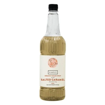 Image of Simply Organic Salted Caramel Syrup, Vegan &amp; Nut Free Natural Flavoured Syrup for Coffee, Cocktails Baking (1 Litre)