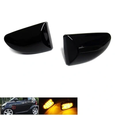 Image of RZG 2x Black Smoked Lens Side Indicator Amber LED Marker Repeater Light For 2007 2014 Fortwo Coupe Cabrio 451