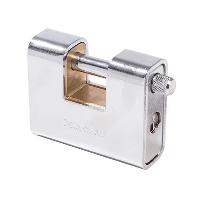 Image of Master Lock 680EURD Rectangular Zinc Padlock with Key, Grey, 8 x 9,5 2,9 cm