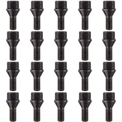 Image of Ellis Excellence Set of 20 Alloy Wheel Bolts, M12 x 1.5, Tapered Seat, 26mm Thread, Compatible With Pre 2012 BMW Cars (Black)