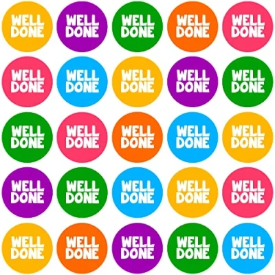 Image of 900 Colourful Mini Well Done Dots 10mm Glossy Teacher Reward Stickers Spot Journal