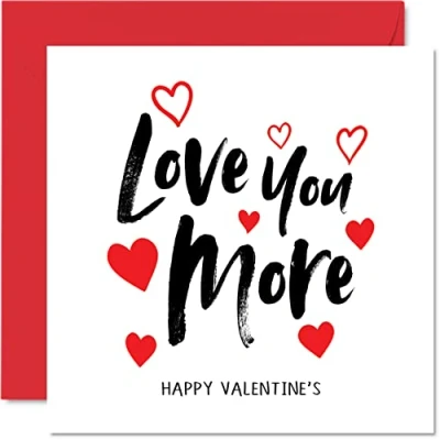 Image of Valentines Card for Him Love You More Valentine Her, Romantic Day Girlfriend Boyfriend, 145mm x Greeting Cards, Anniversary Husband Wife Partner Fiancee