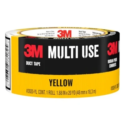 Image of 3M Multi Use Colored Duct Tape, Yellow with Strong Adhesive and Water Resistant Backing, Surface Tape for Indoor Outdoor Use, 1.88 Inches x 20 Yards, 1 Roll (3920 YL)