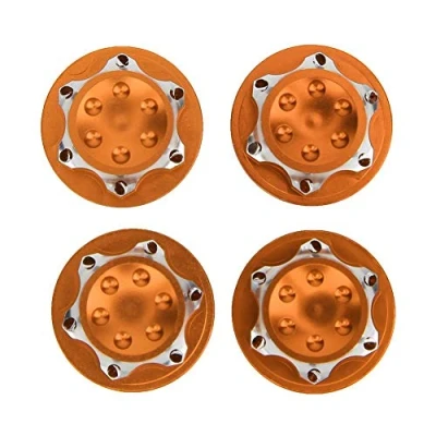 Image of Vbest life Pack of 4pcs 17mm Wheel Hub Nut, Aluminium Alloy Anti Dust Cover Nut Accessory Replacement Fit for 1/8 RC Car Model(orange)