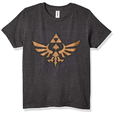 Image of Nintendo Boys&#039; Triumphant Triforce T Shirt, Charcoal Heather, L