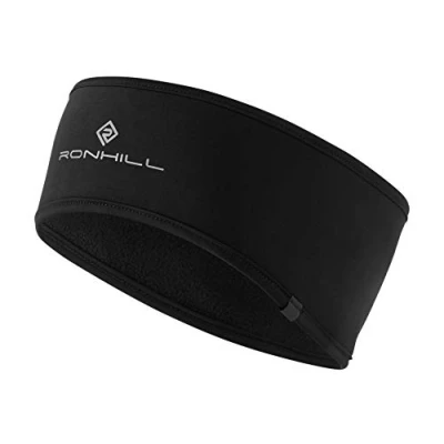 Image of Ronhill Unisex Wind block Headband, All Black, M L UK