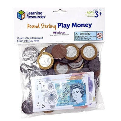 Image of Learning Resources LSP2629MUK UK Pound Sterling Play Money for Kids, Maths, Counting Toy Pack, Multicoloured, 20.1 x 15.5 1.3 centimeters