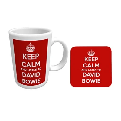 Image of Keep Calm and Listen to David Bowie Mug Coaster Set by Top Banana
