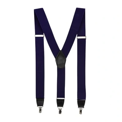Image of Alanna Jones Men Braces Y Style Stainless Steel Metal Clips One Size Adjustable Suspenders Trouser Salopette Strong (Navy)
