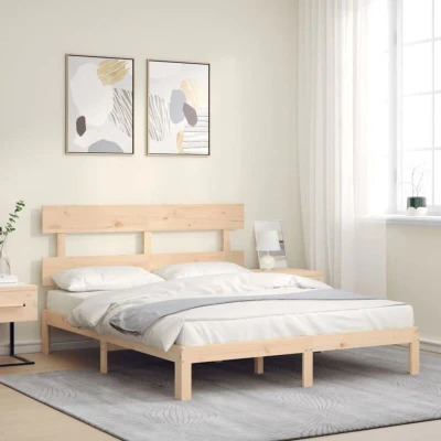 Image of vidaXL Bed Frame without Mattress King Size Solid Wood Pine