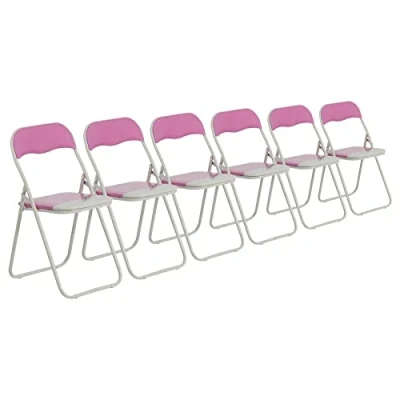 Image of 6x Pink Padded Folding Chairs By Harbour Housewares