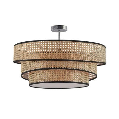 Image of Lucande Elowen ceiling light, Ø 56 cm, rattan, bamboo