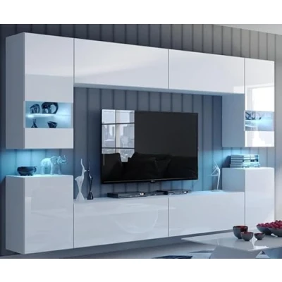 Image of Com4t Style Modern Living Room Furniture Set Entertainment TV Unit Wall Cabinet Cupboard media center Hi Fi (White gloss)