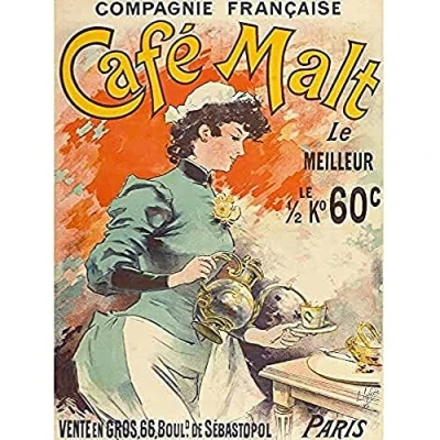 Image of Fine Art Prints Lefevre Malt Coffee Cafe Paris French Advert Print Canvas Premium Wall Decor Poster Mural, 16 x 12 inches