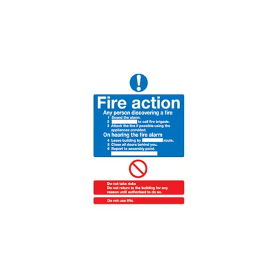 Image of Sitesafe Fire Action Standard Vinyl Sign 148 x 210mm