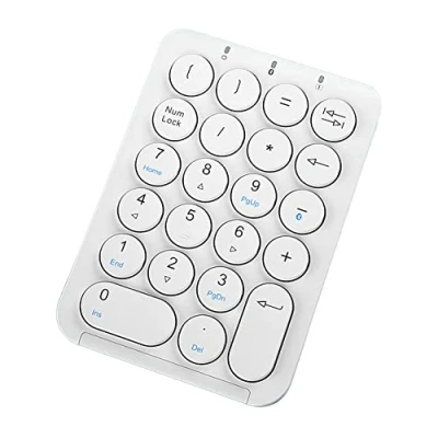 Image of Seprendi Wireless Number Pad Bluetooth Numeric Keypad Round Keycaps Numpad 22 Keys Rechargeable Keyboard(White)