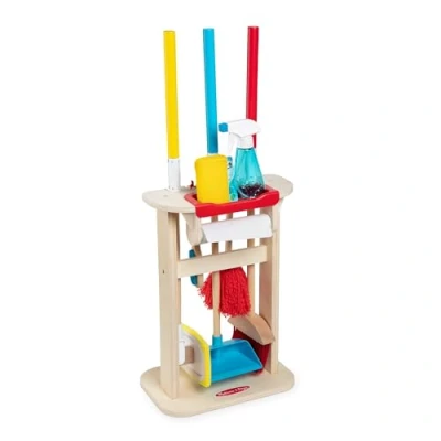Image of Melissa &amp; Doug Deluxe Sparkle Shine Cleaning Play Set Wooden Toy for Kids Role Montessori 3+ Gift Boys or Girl FSC Certified Materials