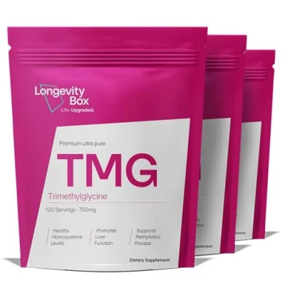 Image of Longevity Box TMG Supplement 750mg x 360 Capsules Over 99% Pure Trimethylglycine As Betaine, High Strength TMG, DNA Production, Enhance Liver &amp; Heart Function, 3rd Party Certified, Vegan Non GMO
