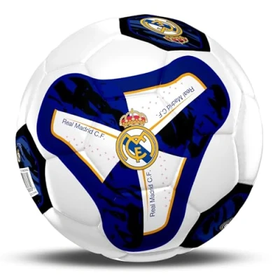 Image of Hy Pro Officially Licensed Real Madrid CF Football Size 5, Tracer Design, Training, Match, Merchandise, Collectible For Kids and Adults