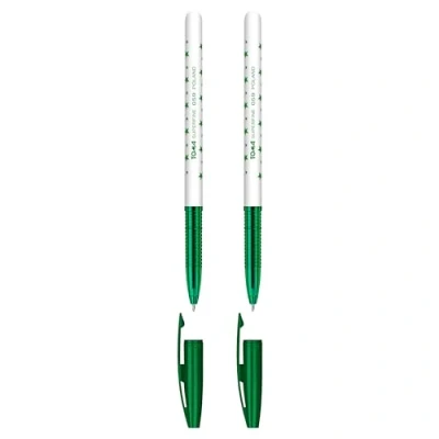 Image of Ballpoint Pens, Smudge Free Extra Fine Point 0.5 mm, Ideal for School, Office, Everyday Use (Green, 2 Pens)