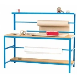 Image of Economy Packing Bench; Size L: 1830 x W: 610 H: 1525 mm; Blue/Wood