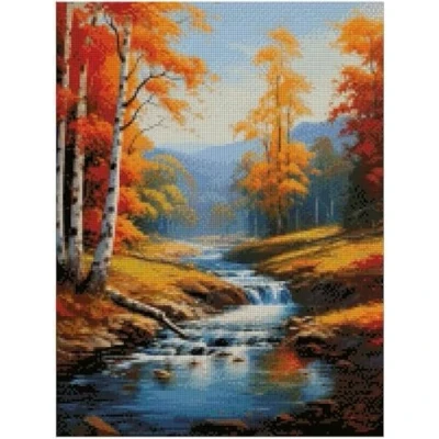 Image of The Autumn Colors (2) Counted Cotton Cross Stitch,100% Cotton,14count,150x200stitch, 26x36cm Wide Stuning folliage View Stitch kit