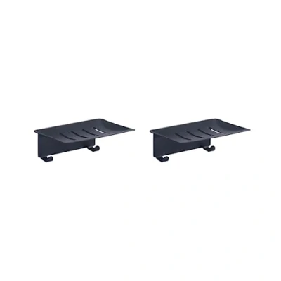 Image of 2 Pack Self Adhesive Soap Holder for Shower Stainless Steel with Hook Wall Mounted Dish Bathroom No Drilling Kitchen or Bathroom,Black