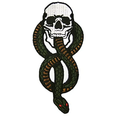 Image of Snake and Skull Patch Embroidered Badge Iron On Sew Emblem
