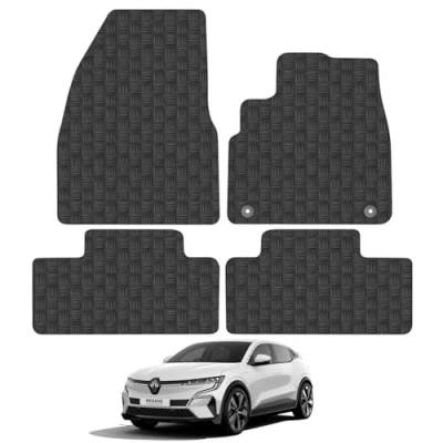 Image of 5mm Rubber Car Mats Compatible With Renault Megane E Tech (2022+) Tailored Fit Floor Set Accessory Custom Anti Slip Backing Heavy Duty Waterproof Easy Clean Durable All Weather
