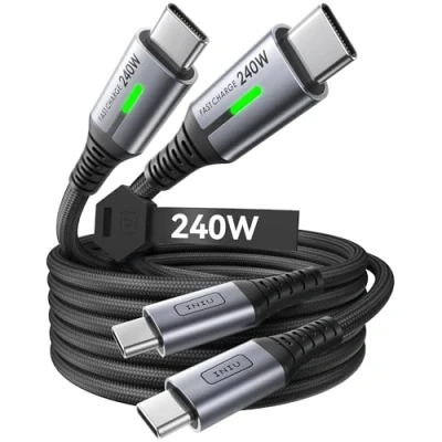 Image of INIU 240W USB C to Charger Cable, [2 Pack 2m] PD Type Charge Super Fast Charging Cable for iPhone 16 15 MacBook iPad Pro,Samsung S23/S22 Ultra, Steam Deck, HP EliteBook etc.