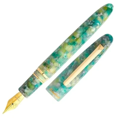 Image of Esterbrook Estie Sea Glass Series Fountain Pen Made of Acrylic Marble Green Gold Nib Fine Line Width ESG816 F