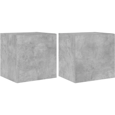 Image of vidaXL TV Wall Cabinets with LED Lights 2 pcs Concrete Grey 40.5x35x40 cm
