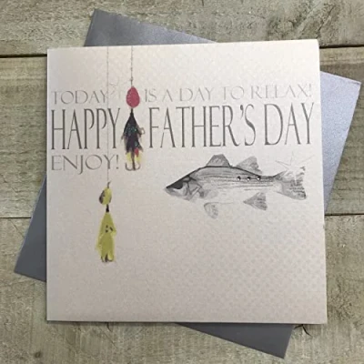 Image of FATHER&#039;S DAY CARD FISHING HANDMADE BY WHITE COTTON (DG2)