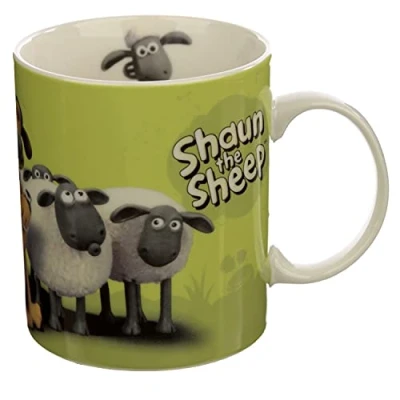 Image of Puckator Shaun The Sheep Porcelain Tea Coffee Mug Green Funny Home Accessories Cute Gifts for Girlfriend Large Mugs Men Women Hot Drinks Cups Presents Secret Santa Gift Cup Set