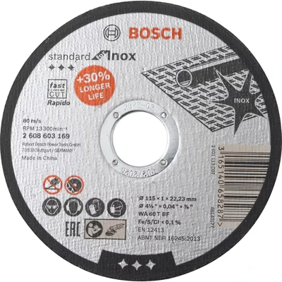Image of Bosch Professional 2608603169 Standard Inox Metal Cutting Disc, 115mm x 1mm 22.23mm
