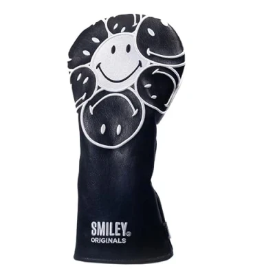 Image of Smiley Golf Club Headcover Stacked Driver Black/White