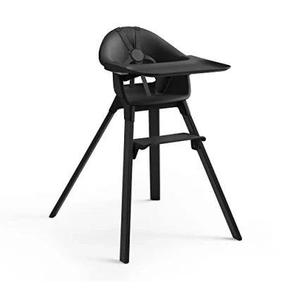 Image of Stokke Clikk High Chair, Midnight Black All In One Chair with Tray + Harness Light, Durable &amp; Travel Friendly Ergonomic Adjustable Features Best for 6 36 Months or Up to 15 kg/33 lbs