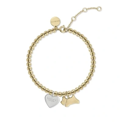 Image of RADLEY Womens 18ct Gold Plated Bracelet with Jumping Dog and Heart Charms
