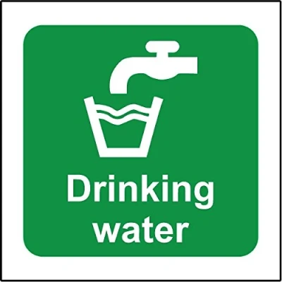 Image of Drinking water safety sign Self adhesive sticker 100mm x