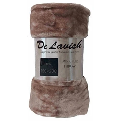 Image of D&amp;L Mink Faux Fur Luxurious Throws Super Soft Warm Cosy Sofa and Bed Fleece Blankets (Mink, Single [127x152cms])