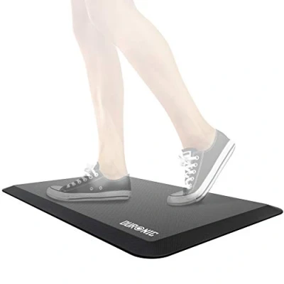 Image of Duronic Anti Fatigue Mat DM MAT1 Ergonomic Design for Home, Office Sit Stand Desk Floor Mat, Waterproof Standing With Memory Foam, Foot And Back Relief, 81cm x 51cm Black