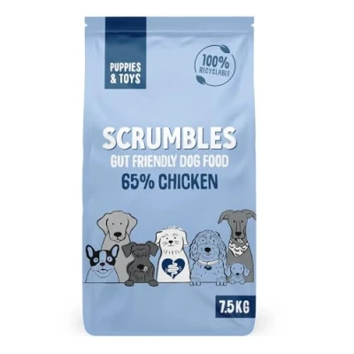 Image of Scrumbles Natural Gluten Free Dog Dry Food With Fresh Chicken, For Puppies And Adult Toy Breeds, 7.5Kg