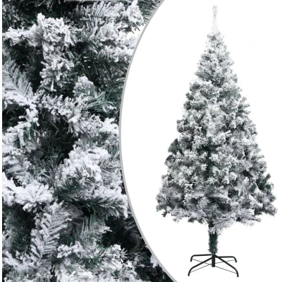 Image of vidaXL Artificial Christmas Tree with Flocked Snow Green 240 cm PVC
